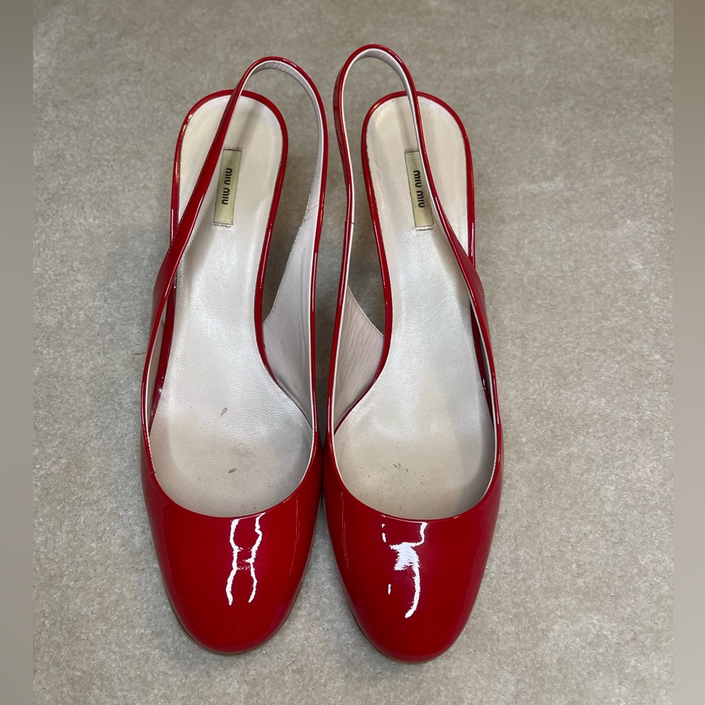 Miu Miu patent leather slingback heels